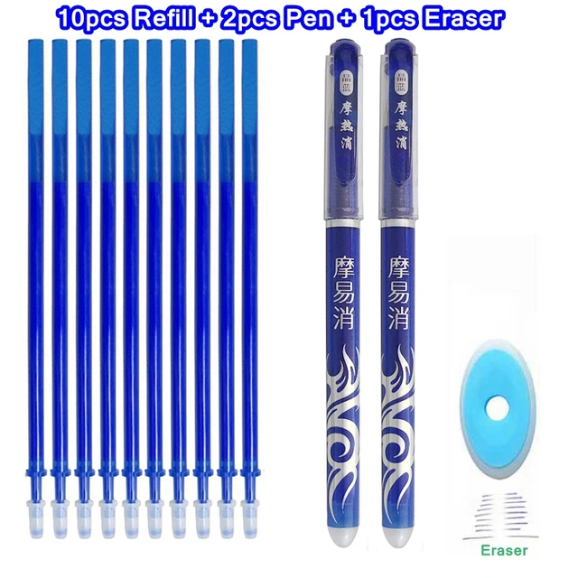 Erasable Pen Set Washable handle Blue Black Color Ink Writing Ballpoint Pens for School Office Stationery Supplies Exam Spare 13Pcs blue-R