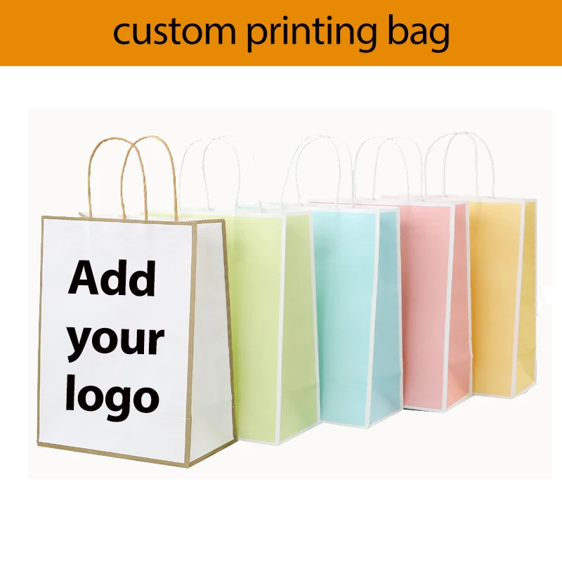 

200pcs custom paper bag shopping bag 140gms printed paper bag with your logo high quality