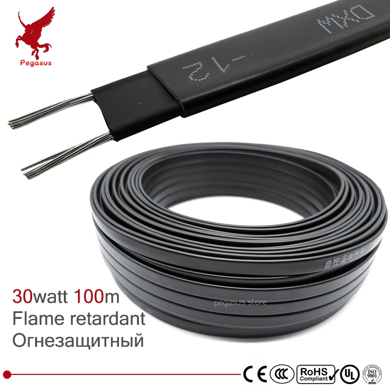 100 м 220 В огнестойкий тип нагревательный кабель W = 12 мм саморегулирующийся температура водопровод защита кровельный дезагибающий нагревательный кабель