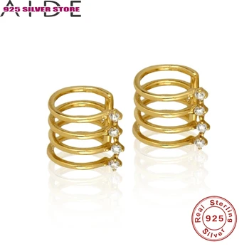 

1 Pair 925 Sterling Silver Ear Cuff For Women Charming Zircon Clip On Earrings Gold earcuff Without Piercing Earrings Jewelry