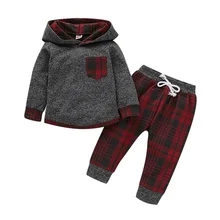 Рождественская Одежда для маленьких мальчиков и девочек, комплект одежды для маленьких мальчиков, топы с принтом оленя, толстовка с капюшоном, штаны, теплые наряды для новорожденных, Осень-зима