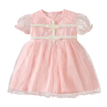

Girl Princess Dress Tulle Dress Baby Girl Puff Sleeve Party Tulle Sundress Dresses
