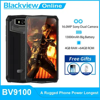 

Blackview BV9100 IP68 Rugged Smartphone 6.3'' FHD 13000mAh 30W Fast Charge 4GB+64GB 16.0MP Mobile Phone Android 9.0 NFC Phone
