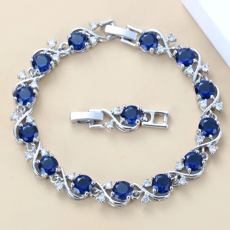 Высокое качество Синий Циркон 925 пробы серебряный браслет здоровье ювелирные изделия для женщин коробка ювелирных изделий
