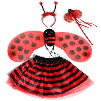 

Lovely Girls Children's Headwear Magic Sticks Bee Ladybug Wings Skirt Set Cosplay Party Halloween Costume Princess Gift