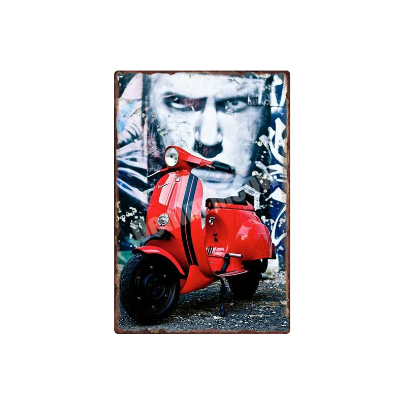 Vespa ретро жестяная вывеска, автомобильные мотоциклы, металлический художественный плакат, Бар Паб гараж, украшение на стену, мото Clube Faro, винтажный домашний декор N301 - Цвет: G