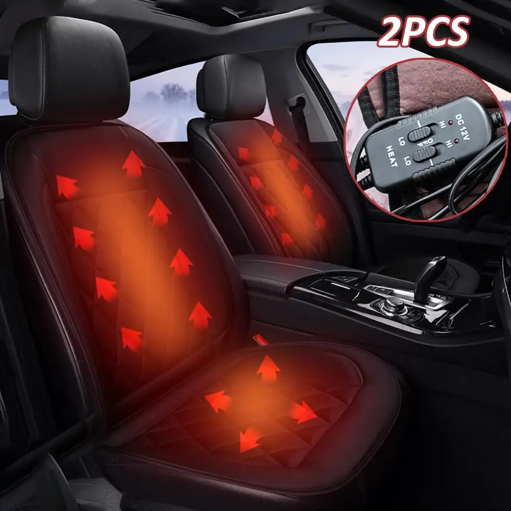Goede 2 stuks 12V Auto Verwarmde Seat Cover voor Volledige Back en Seat Comfortabele Zwarte Zachte Verstelbare Temperatuur Verwarming Seat kussen