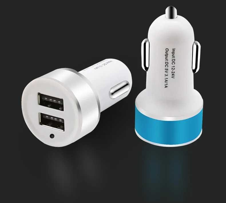 3.1A автомобильное зарядное устройство с двумя usb-разъемами, внешнее кольцо из алюминиевого сплава, автомобильное зарядное устройство, умное автомобильное зарядное устройство R-8041