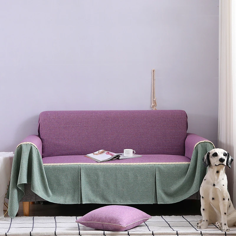 

Yaapeet Sofa Covers 1/2/3/4seaater Full Couch Cover Polyester Slipcovers For Home Furniture Sofa Decor Two Color Matched Design