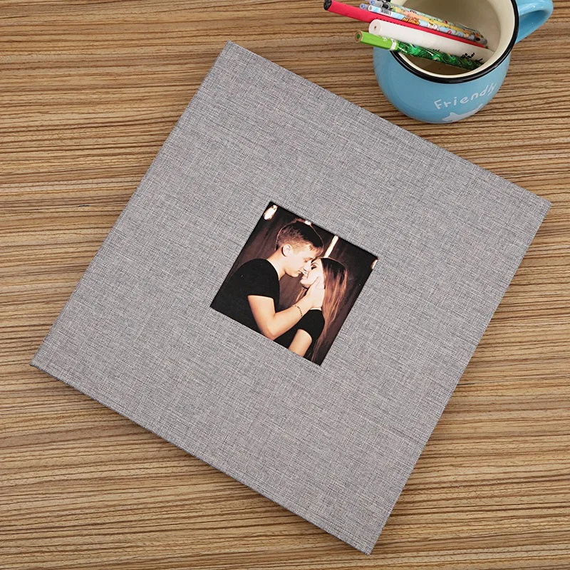 Льняная Обложка фотоальбом самоклеящаяся пленка DIY ручной работы скрапбук память фото книга липкий тип серый домашний декор