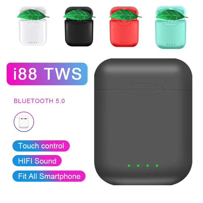 

Original i88 TWS Bluetooth Headset 2019 New Mini Touch Headphones Stereo Headphones Portable earphone for all mobile phones