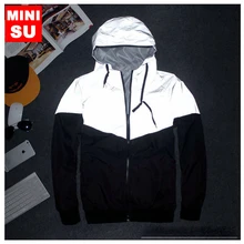 Тренч Светоотражающая куртка водонепроницаемая Мужская harajuku с капюшоном хип-хоп крылья уличная Ветровка Куртки ночные блестящие мужские пальто