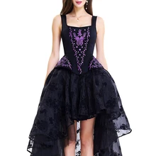 Для женщин ренессанс принцесса стальной костяной корсет, бюстье с вышивкой на груди талии формирователь для счастливые вечерние платья Oc24