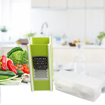 

Multifunctional Vegetable Slicer Mandoline Spiralizer Peeler Cheese Grater with Food Pusher Protector Professional Kitchen Tools