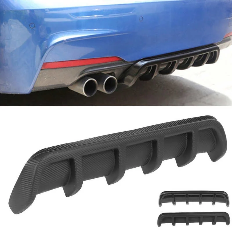 Universal Car Rear Bumper Diffuser Lip Spoiler - 4PCS Black ABS Lower Wing Kit For Style & Looks