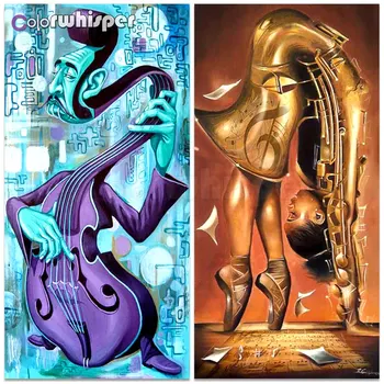 

ColorWhisper Daimond Painting 5D Full Square/ Round Abstract Guitar Music Diamond Rhinestone Crystal Cross Stitch Mosaic D333