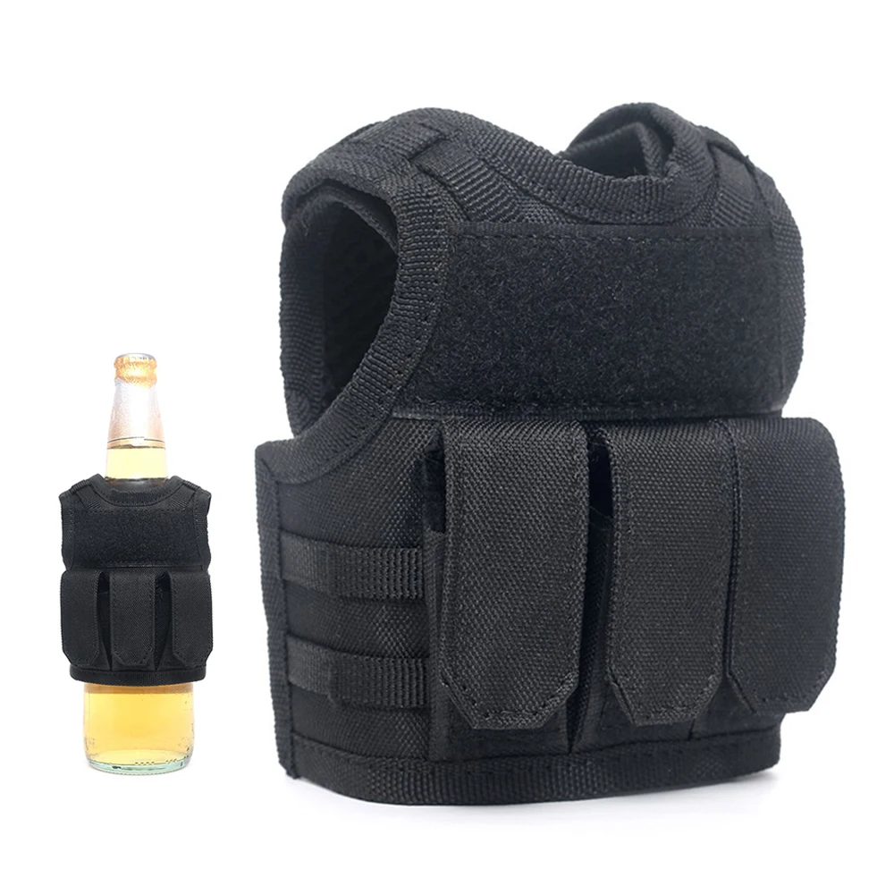 Bassdash Mini Tactical Vest Bottle Beer Vest Black With Pockets