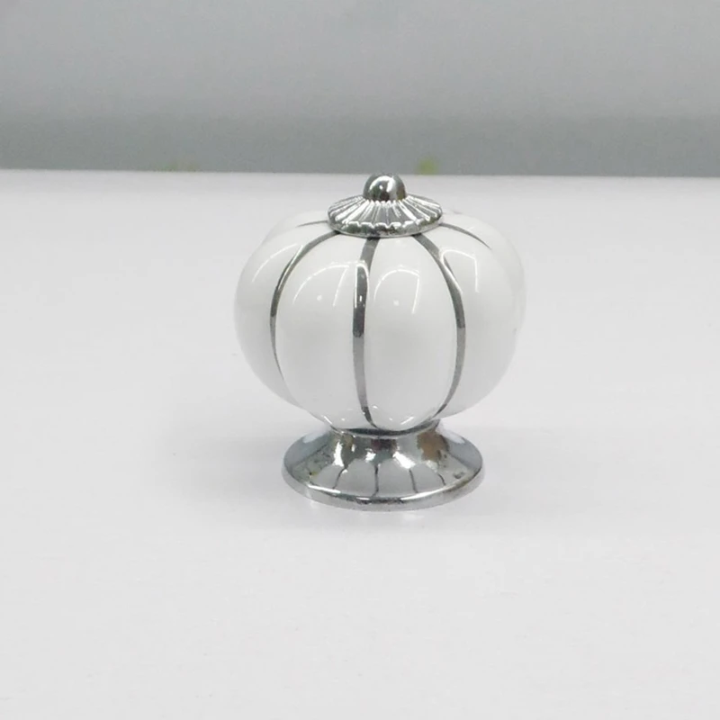 ELEG-10Pcs белый круглый керамический тыквенный шкаф и мебельные ручки хромированные ручки Готовая база ручки ящика Дверная фурнитура Ручка