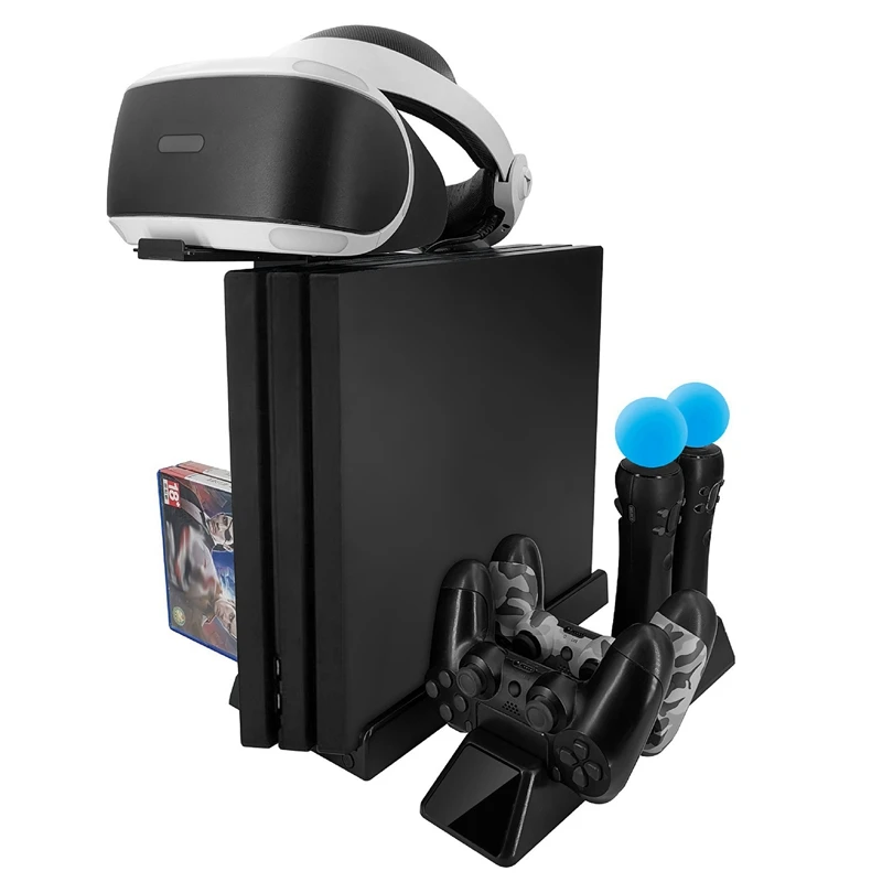 Полная зарядная станция вертикальная подставка для PSVR Гарнитура держатель для хранения охлаждающий вентилятор кулер для PS Slim/Pro Move контроллер зарядное устройство