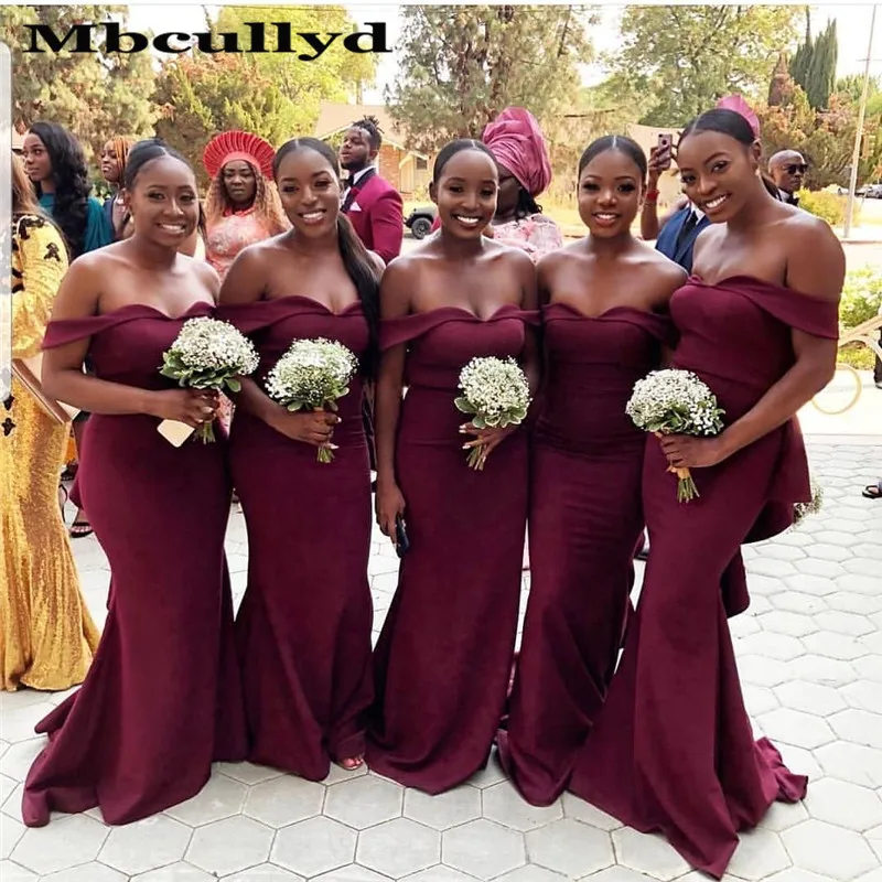 

Mbcullyd Africa Nigerian Bridesmaid Dresses 2020 Sexy Off Shoulder Bridesmaid Nightgown Formal Long robe demoiselle d'honneur