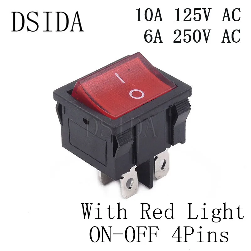 Red ON-OFF 4Pins 21*24 мм кулисный переключатель ВКЛ-ВЫКЛ 2 положения 4 контакта/6 контактов электрическое оборудование с 10A 125VAC/6A 250VAC выключатель света - Цвет: Red ON-OFF 4Pins