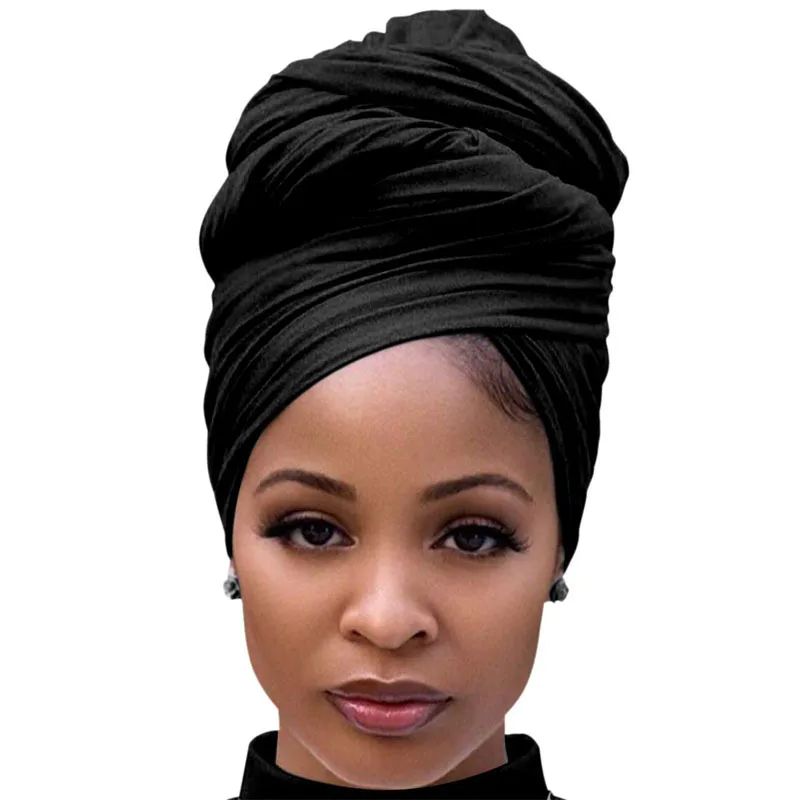 

Головные повязки Turbans, мягкая эластичная трикотажная дышащая головная повязка, шарф для волос, галстук для женщин, модные длинные простые мусульманские шали