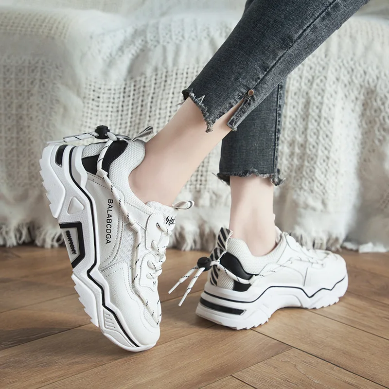 

WOMEN'S Shoes 2019 New Style INS Online Celebrity Athletic Shoes Women's Platform Shoes Versatile White And Black Daddy Shoes Ch