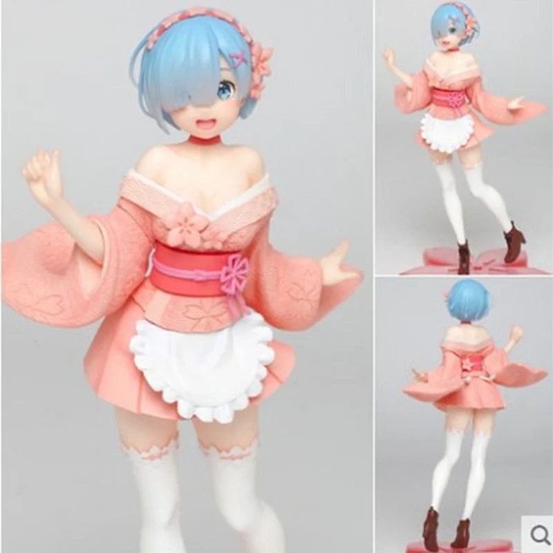 

Anime Life In A Different Worlds From Zero Figures 23cm Rem Beautiful Girl Cherry Blossom Series PVC Model Toy Ornaments Gift