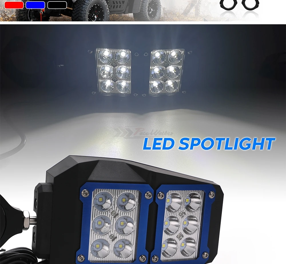 Мотоциклетный Светодиодный прожектор CNC 1,7" UTV/ATV для Yamaha Rhino 1,75" UTV SXS рулонная клетка заднего вида зеркала для Can-Am Commander 1000
