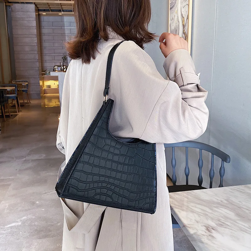 

2019 Autumn Non-mainstream Crocodile Pattern Armpit Bag Small Bag Women's New Style Trend Shoulder Bag Versitile Fashion Shoulde