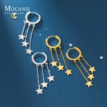 

Mocanie Minimalist Box Chain Long Tassel Star Authentic 925 Sterling Silver Hoop Earring for Women Japanese Style Fine Jewelry