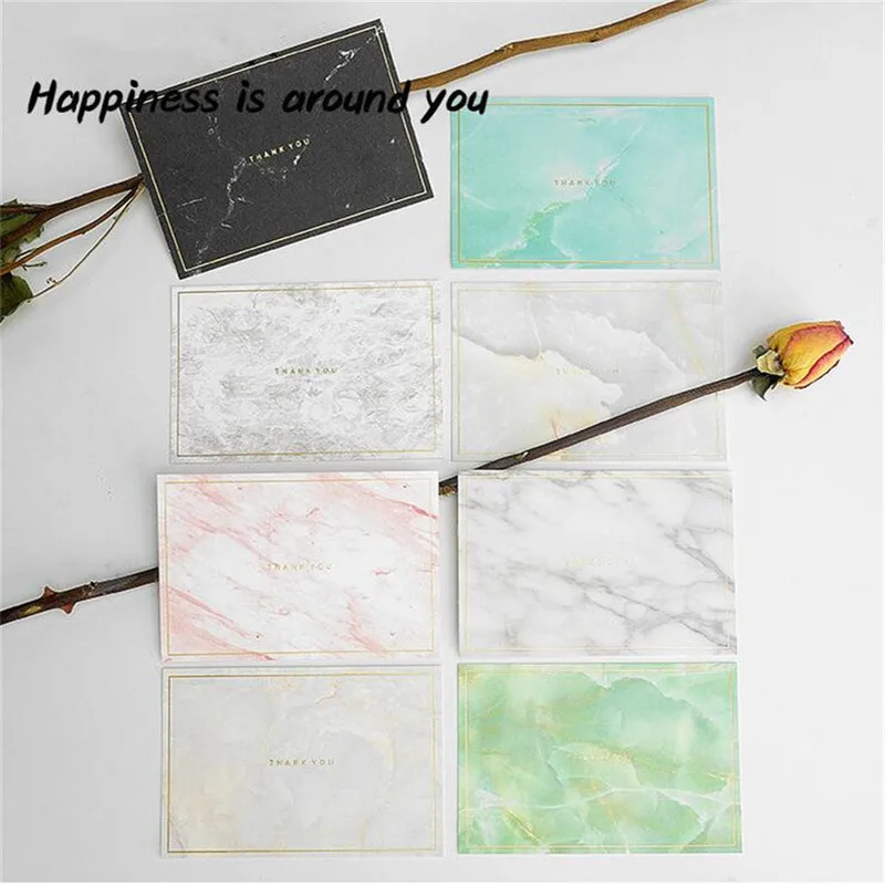 

2PC Marbled Gold Invitations Cards Stamping Card Invitations Message Card Birthday Wishes Festival Envelope Paper Blessing Card