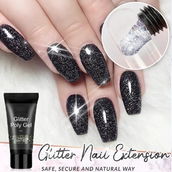 

New 6 Colors Nail Gel Glitter Poly Gel UV LED Builder Gel Tips Enhancement Quick Nail Extension Gel Nail Art ZGOOD