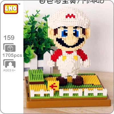 Игра LNO Super Mario Luigi Yoshi Monster Fire Bee Mario Pikachu DIY мини-строительные алмазные маленькие блоки игрушки без коробки - Цвет: Fire Mario