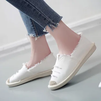 

Woman Flat Slip On Canvas Spring Loafers Straw Espadrilles Ladies Casual Comfort Lazy Shoes Female Fashion 2019