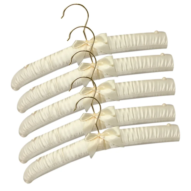 

5Pcs Practical Sponge Padded Satin Hangers Clothes Racks Clothes Hangers Garment Hanger Clothes Hanger