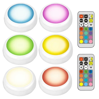 

New Led Closet Lights Rgb Puck Lights 13 Colors 3 Modes Fairy Lights Wireless Under Cabinet Lighting Battery Powered Night Light