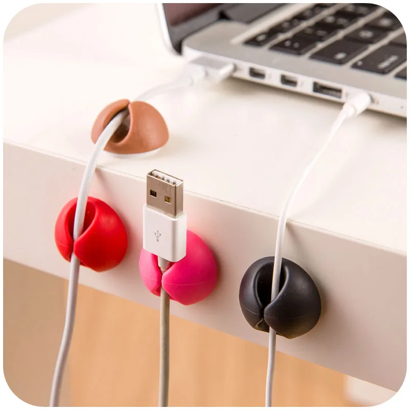 5Pcs Solid Desk Set Wire Clip Organizer Office Accessories Bobbin Winder Wrap Cord Cable Manager for Mouse USB Keyboard Lines