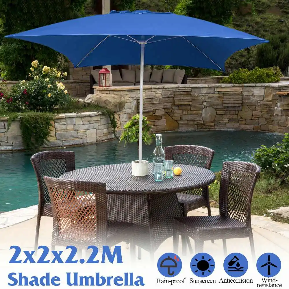 2m Square Beach Umbrella Adjustable Steel Pole Outdoor Garden Patio Parasol Sunshade Outdoor Patio Market Hanging Umbrella Gazebos Aliexpress