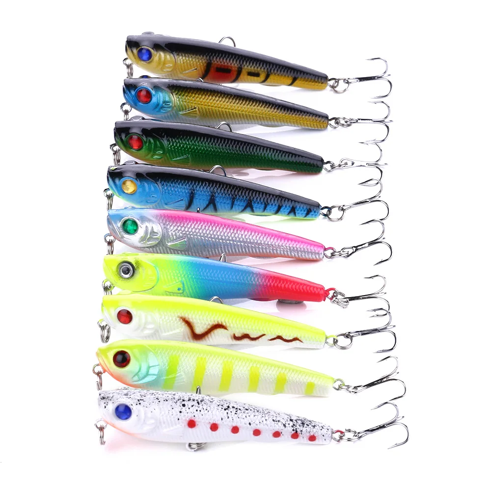 9pcs Perch lure Pencil Bait fishing lures Artificial Plastic Hard Bait