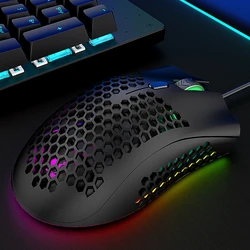 Ratos ergonômicos do escudo do favo de mel do rato do jogo com cabo macio da corda para o computador do gamer periférico