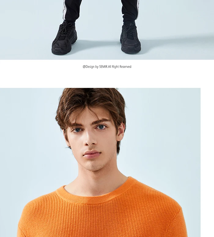 Semir свитер мужской весенний цветной сшитый Хлопковый пуловер с круглым вырезом Мужская Корейская Повседневная рубашка свежий студенческий ветер