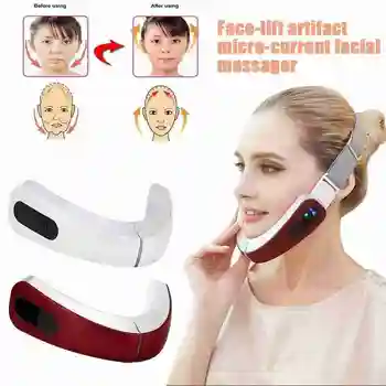 

1pc Micro-current Massager Smart Lazy Slimming Face Device Red And Blue Beauty Apparatus Thin Face Corrector Masticator