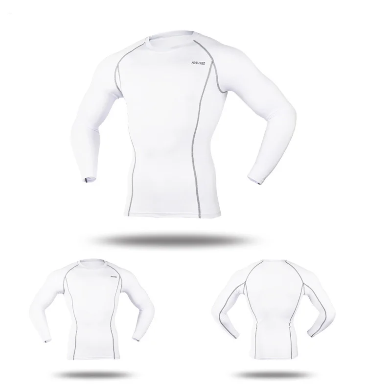 ARSUXEO, мужские компрессионные колготки, базовый слой, для бега, длинные рукава, рубашки, для тренировок, для спортзала, футболка, одежда, дышащая, высокая эластичность, C19