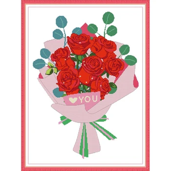 

Everlasting love Love rose chinese Cross stitch kits Ecological cotton clear stamped printed 14CT 11CT DIY gift Christmas