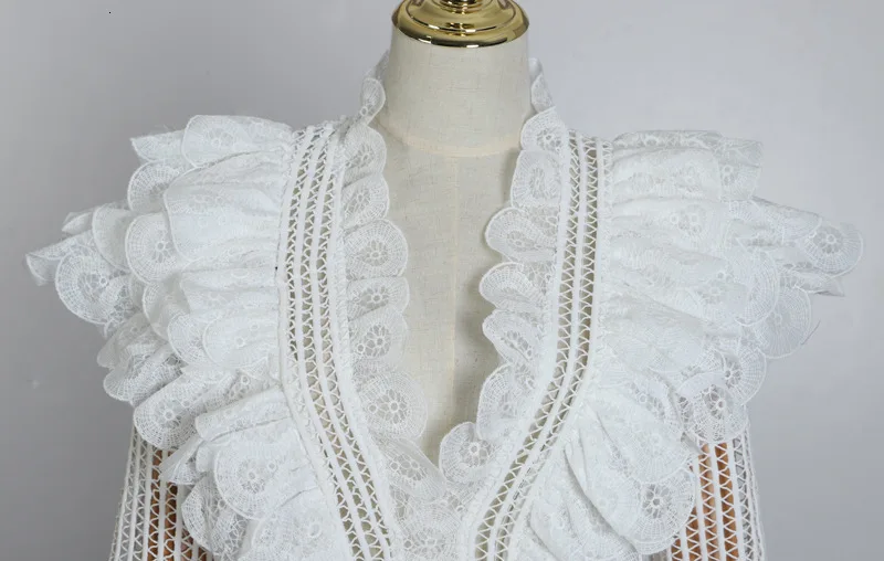 Новинка года! весенне-зимняя женская короткая рубашка с оборками, кружевами и вышивкой, высокой талией и v-образным вырезом WB60801L