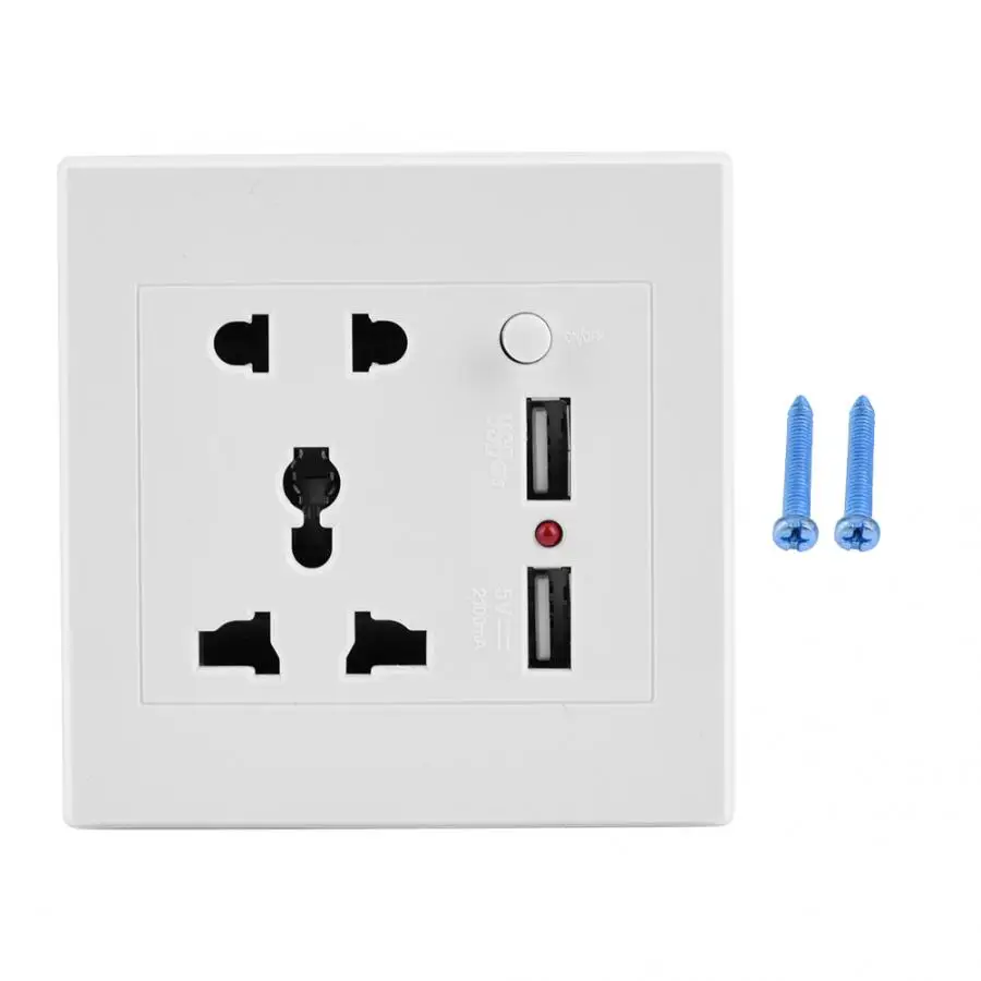 

Wall Power Socket 5 Hole Switched Outlet 5V 2.1A Dual USB Charger Port with LED indicator