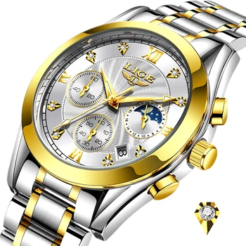 LIGE 2021 New Gold Watch Women Watches Ladies Creative Steel Women's Bracelet Watches Female Waterproof Clock Relogio Feminino 6