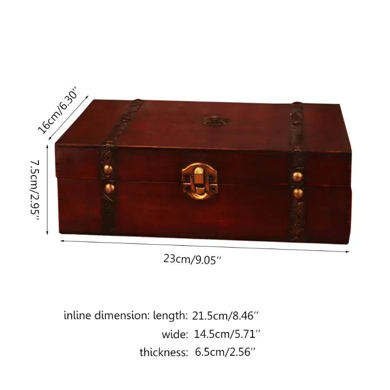 Antique Wooden Treasure Box Board Game Storage Box for Poker Card Tarots Trinkets Jewellery and Home Decor
