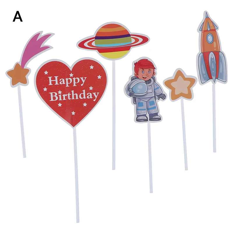 Visual Touch Astronaut Space Man Theme Cake Topper Boy Happy Birthday Cake Decorating Birthday Party Supplies - Цвет: A